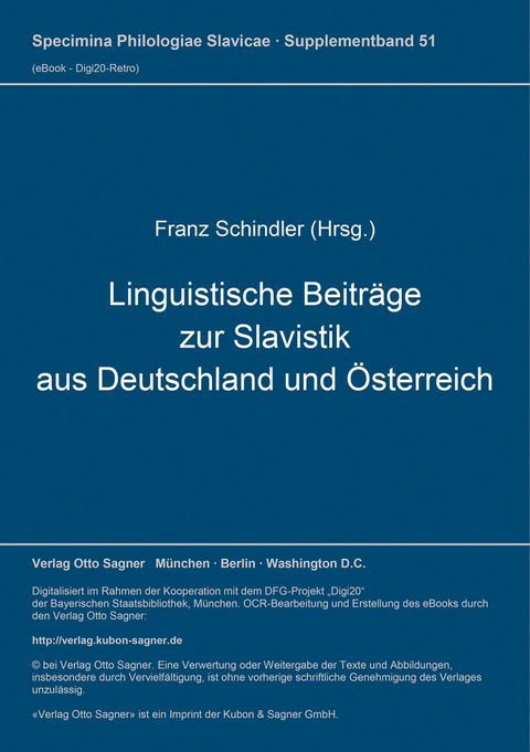 Linguistische Beitr&auml;ge zur Slavistik aus Deutschland und &Ouml;sterreich - 