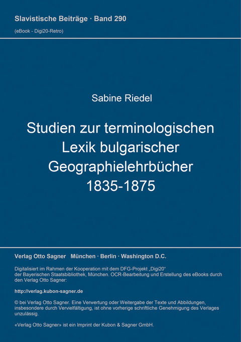 Studien zur terminologischen Lexik bulgarischer Geographielehrb&uuml;cher (1835-1875) - Sabine Riedel