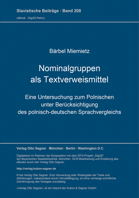Nominalgruppen als Textverweismittel - B&auml;rbel Miemietz