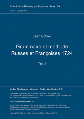 Grammaire et méthode Russes et Françoises 1724. Teil 2