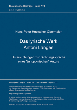 Das lyrische Werk Antoni Langes