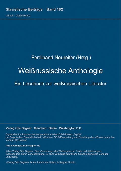 Wei&szlig;russische Anthologie - 
