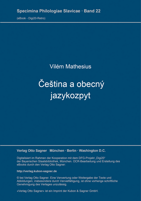 Če&scaron;tina a obecn&yacute; jazykozpyt - Vil&eacute;m Mathesius