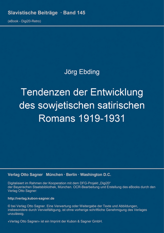 Tendenzen der Entwicklung des sowjetischen satirischen Romans (1919-1931)