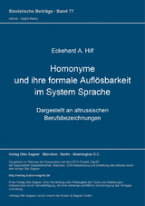 Homonyme und ihre formale Aufl&ouml;sbarkeit im System Sprache - Eckehard A. Hilf
