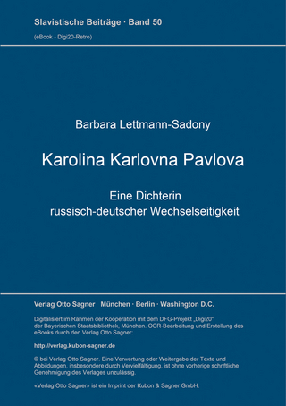 Karolina Karlovna Pavlova, eine Dichterin russisch-deutscher Wechselseitigkeit