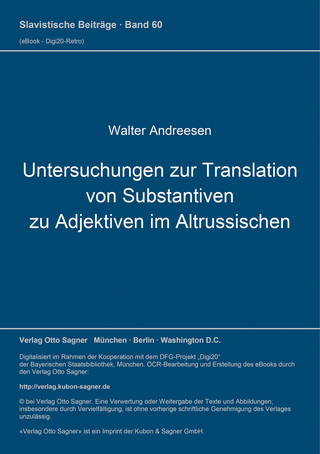 Untersuchungen zur Translation von Substantiven zu Adjektiven im Altrussischen