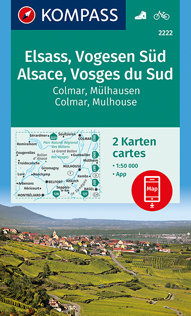 KOMPASS Wanderkarte Elsass, Vogesen S&uuml;d, Alsace, Vosges du Sud, Colmar, M&uuml;lhausen, Mulhouse - 