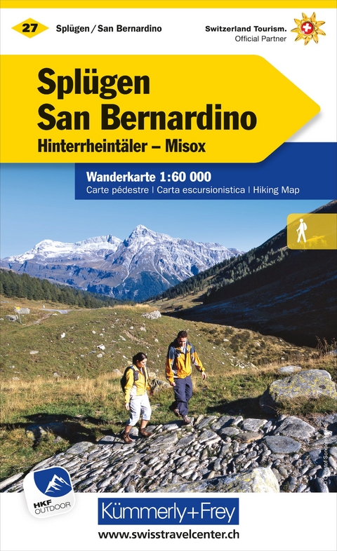 K&uuml;mmerly+Frey Wanderkarte 27 Spl&uuml;gen, San Bernardino 1:60.000