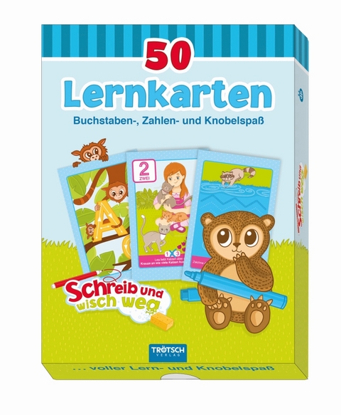 Tr&ouml;tsch 50 Lernkarten Schreib und wisch weg mit Stift