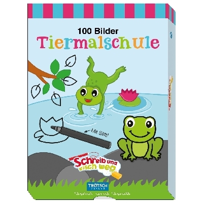 Tr&ouml;tsch Tiermalschule Lernkarten Schreib und wisch weg mit Stift