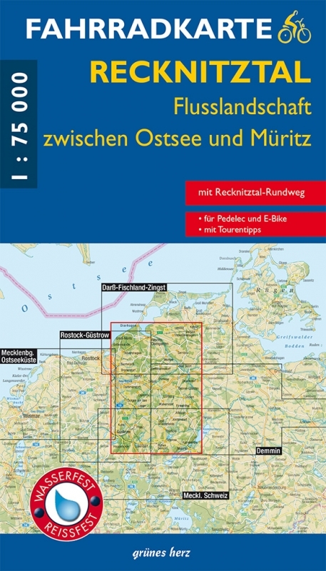 Fahrradkarte Recknitztal, Flusslandschaft zwischen Ostsee und M&uuml;ritz