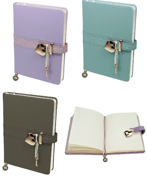 Tagebuch mit Schloss "Mat and Shiny" zum Schreiben mit linierten Seiten