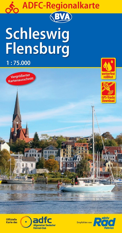 ADFC-Regionalkarte Schleswig Flensburg 1:75.000, rei&szlig;- und wetterfest, GPS-Tracks Download