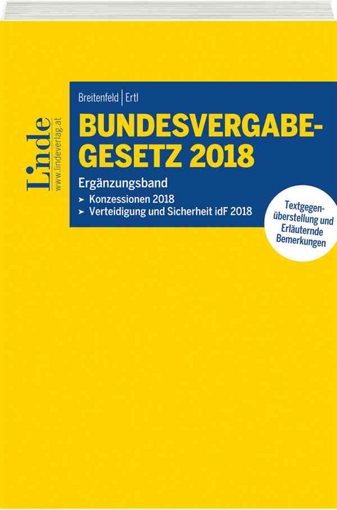 Bundesvergabegesetz 2018 - Erg&auml;nzungsband - Michael Breitenfeld, Robert Ertl