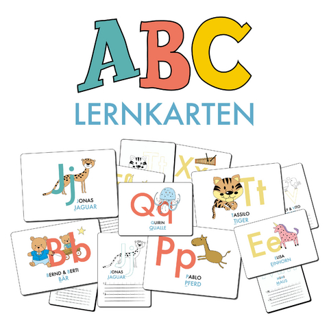 ABC-Lernkarten der Tiere, Bildkarten, Wortkarten, Flash Cards mit Gro&szlig;- und Kleinbuchstaben | Lesen lernen mit Tieren f&uuml;r Kinder im Kindergarten und der Grundschule - Lisa Wirth