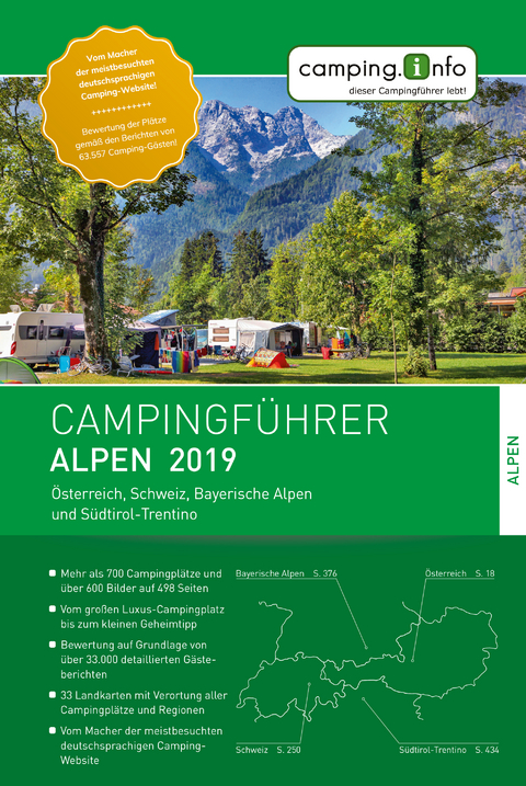 Camping.info Campingf&uuml;hrer Alpen 2019