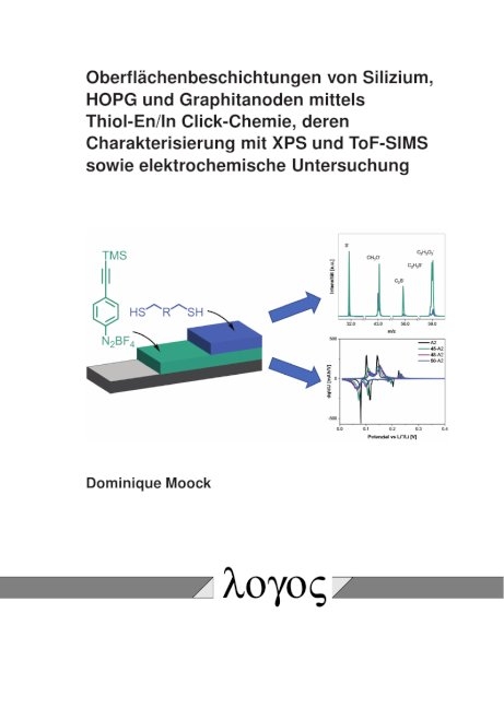 Oberfl&auml;chenbeschichtungen von Silizium, HOPG und Graphitanoden mittels Thiol-En/In Click-Chemie, deren Charakterisierung mit XPS und ToF-SIMS sowie elektrochemische Untersuchung - Dominique Moock