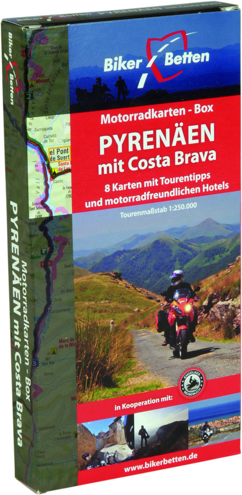 Motorradkarten Box Pyren&auml;en mit Costa Brava