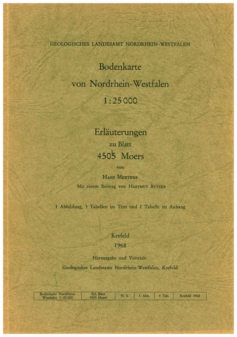 Bodenkarten von Nordrhein-Westfalen 1:25000 / Moers - Hans Mertens