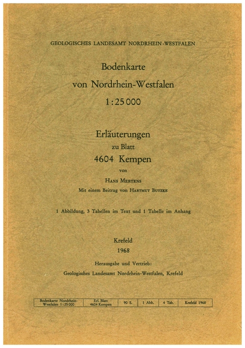 Bodenkarten von Nordrhein-Westfalen 1:25000 / Kempen - Hans Mertens