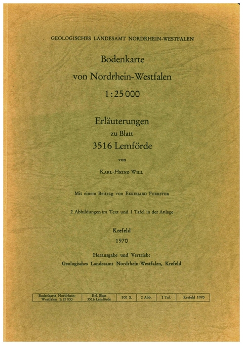 Bodenkarten von Nordrhein-Westfalen 1:25000 / Lemf&ouml;rde - Karl H Will