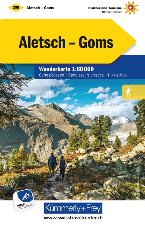 K&uuml;mmerly+Frey Wanderkarte 25 Aletsch, Goms 1:60.000