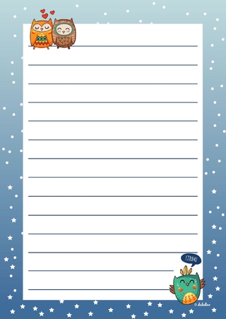 Briefpapier-Set für Kinder, Eulen