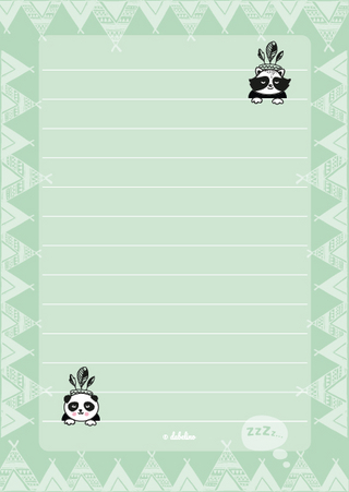 Briefpapier-Set für Kinder, Panda-Indianer