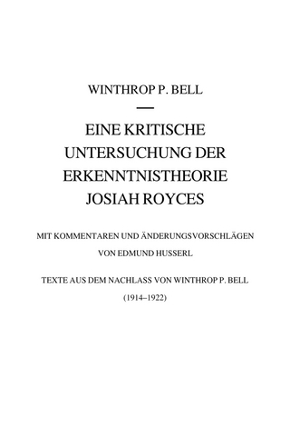 Eine kritische Untersuchung der Erkenntnistheorie Josiah Royces
