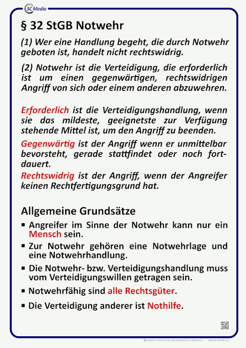 Lehrtafel &sect; 32 StGB Notwehr - Helmut Hohl