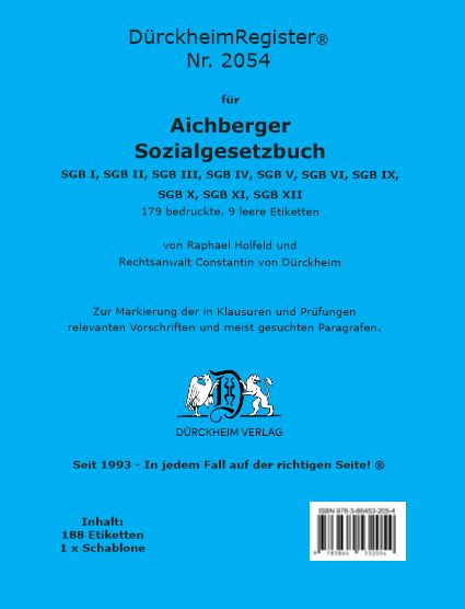 D&uuml;rckheimRegister f&uuml;r SOZIALGESETZBUCH (Aichberger/Haarfeld) - Constantin D&uuml;rckheim
