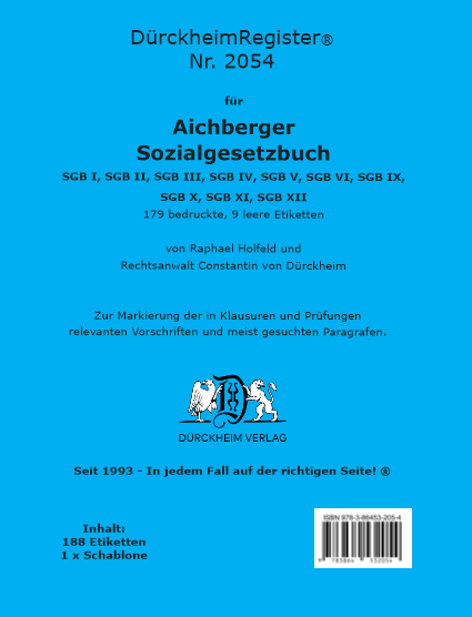 DürckheimRegister für SOZIALGESETZBUCH (Aichberger/Haarfeld) - Constantin Dürckheim
