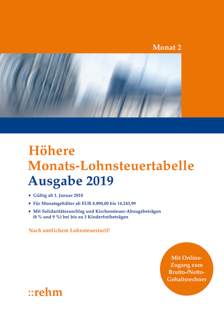 H&ouml;here Monats-Lohnsteuertabelle 2019