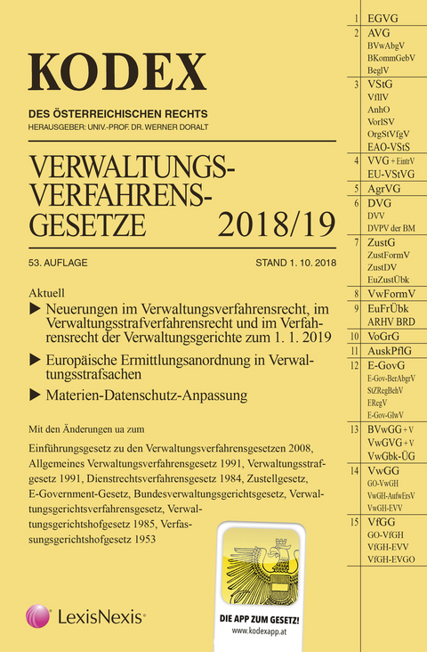 KODEX Verwaltungsverfahrensgesetze (AVG) 2018/19 - 