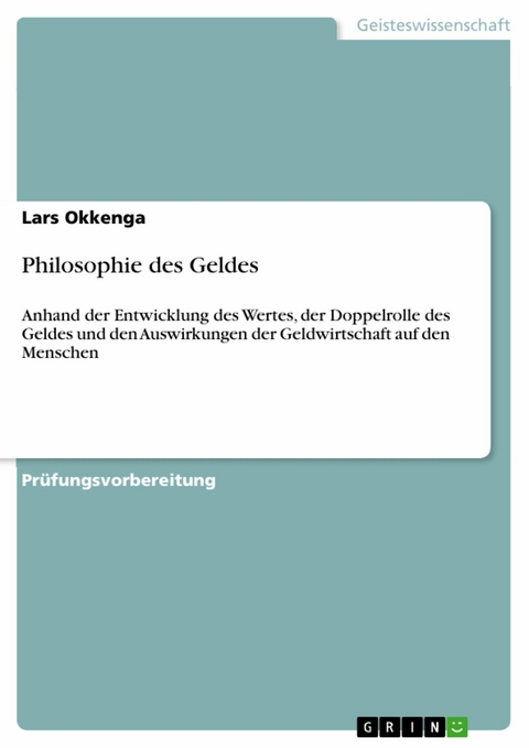 Philosophie des Geldes - Lars Okkenga
