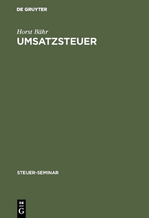 Umsatzsteuer - Horst B&auml;hr