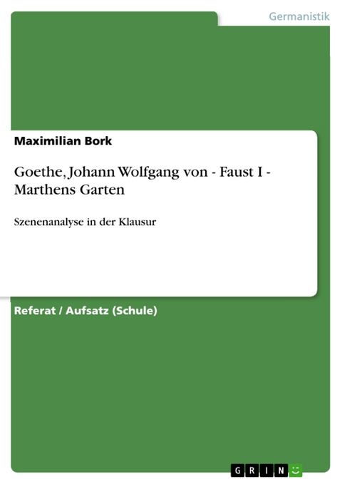Goethe, Johann Wolfgang von - Faust I - Marthens Garten - Maximilian Bork