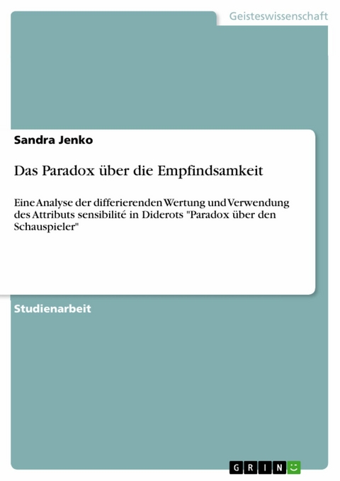 Das Paradox &uuml;ber die Empfindsamkeit - Sandra Jenko