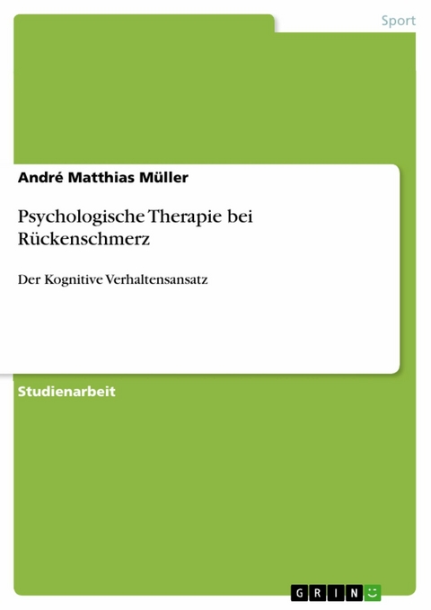 Psychologische Therapie bei R&uuml;ckenschmerz -  Andr&eacute; Matthias M&uuml;ller
