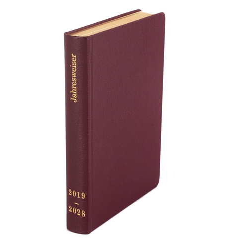 Tagebuch-Kalender 2019-2028 Leder bordeauxrot - 