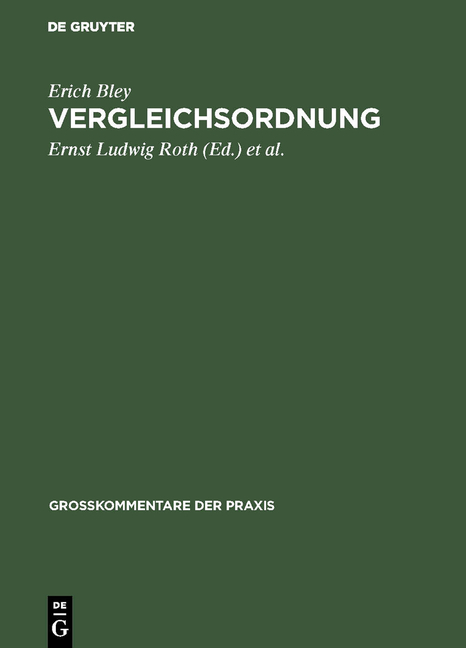 Vergleichsordnung - Erich Bley
