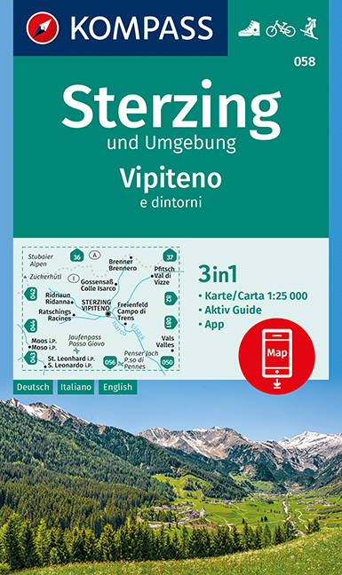 KOMPASS Wanderkarte Sterzing und Umgebung, Vipteno e dintorni - 