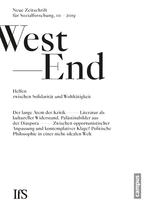 WestEnd 1/2019: Helfen zwischen Solidarit&auml;t und Wohlt&auml;tigkeit - 