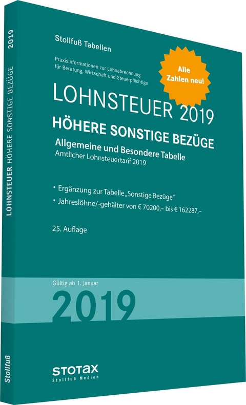 Tabelle, Lohnsteuer 2019 H&ouml;here Sonstige Bez&uuml;ge