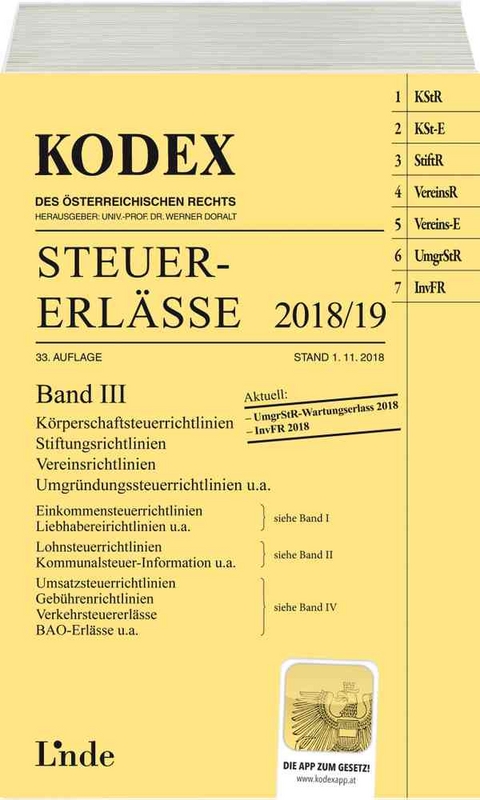 KODEX Steuer-Erl&auml;sse 2018/19 Band III - Andrei Bodis