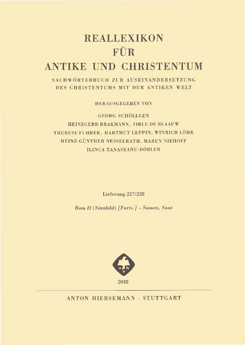 Reallexikon f&uuml;r Antike und Christentum