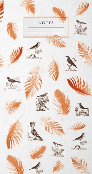 Pasta für Nachtigallen Schmales Notizheft - Motiv Orange Federn