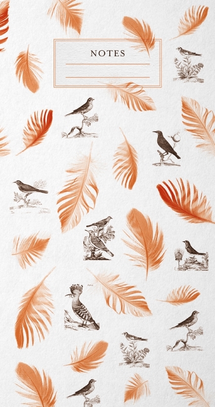 Pasta f&uuml;r Nachtigallen Schmales Notizheft - Motiv Orange Federn