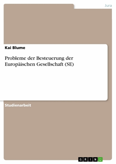 Probleme der Besteuerung der Europ&auml;ischen Gesellschaft (SE) - Kai Blume